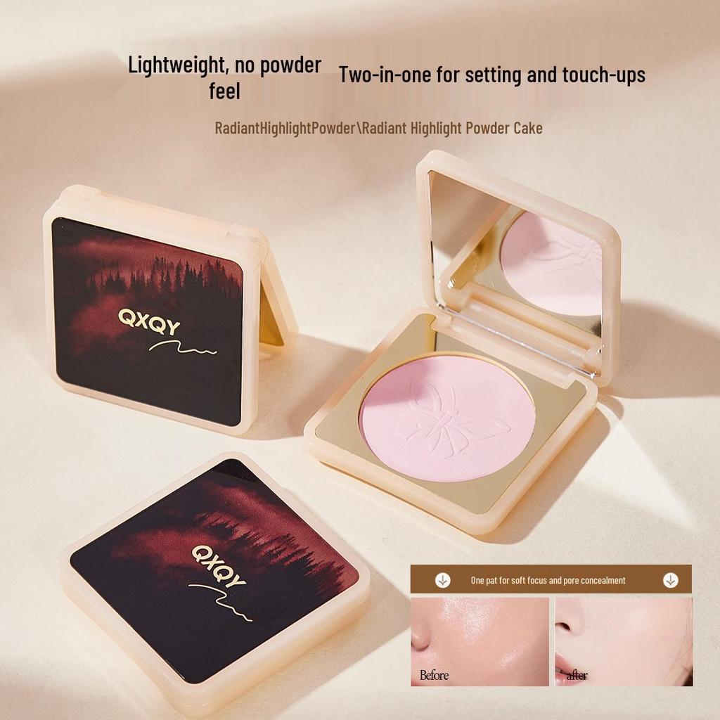 QXQY Radiant Matte Highlight & Contour Powder - Long-lasting, Oil-Control, Brightening Foundation for Touch-ups, Tear Troughs, and More