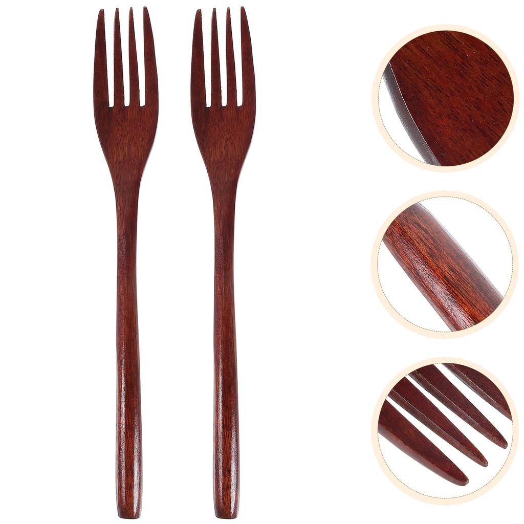 2Pcs Japanese Style Wind Wood Salad Mixing Forks Handmade Wooden Cooking Utensils Hotel Tableware Kitchen Cutlery