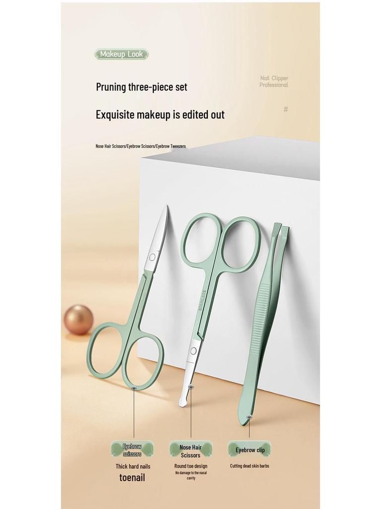 Portable Nail Care Set: Slant Clipper, Ear Pick & Dead Skin Scissors