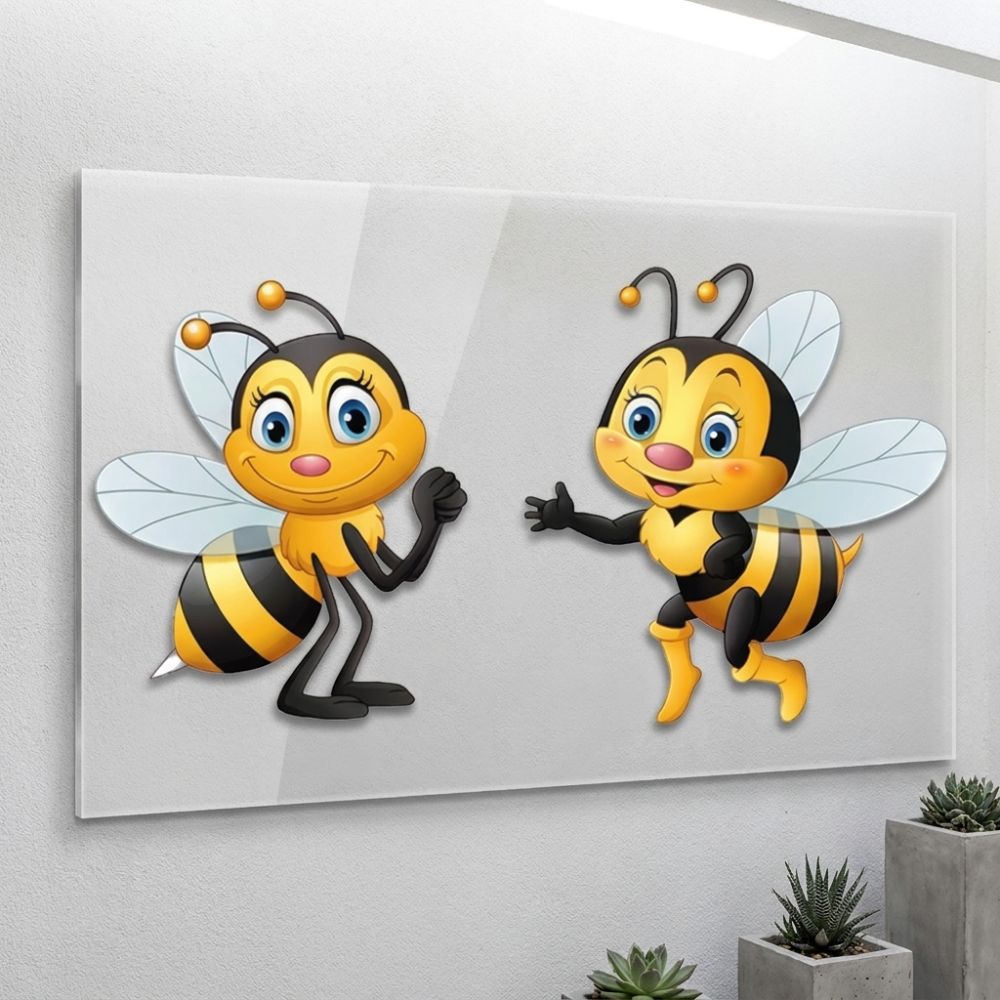 2 Stück Sonnenbeständige Garten-Bienen-Hängeplakette Wasserdichte Außen-Bienenkunst Hängend Innenhof Außenbereich