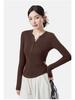10A Antibacterial German Velvet Women's V-Neck Slim Fit Long Sleeve Warm Base Shirt