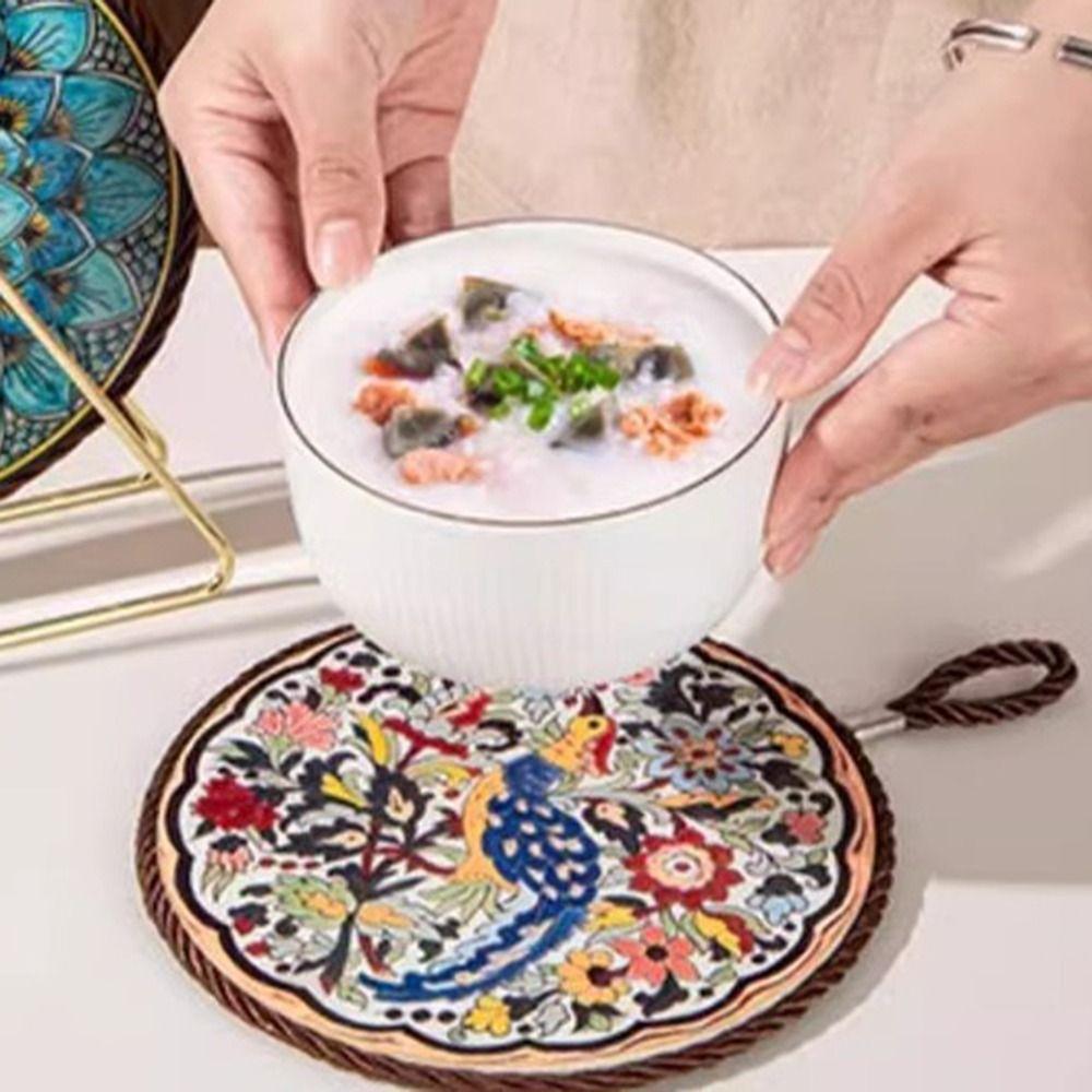 Ethnic Style Heat Insulation Pad Oil-proof Non-Slip Plate Coasters  Home Decoration