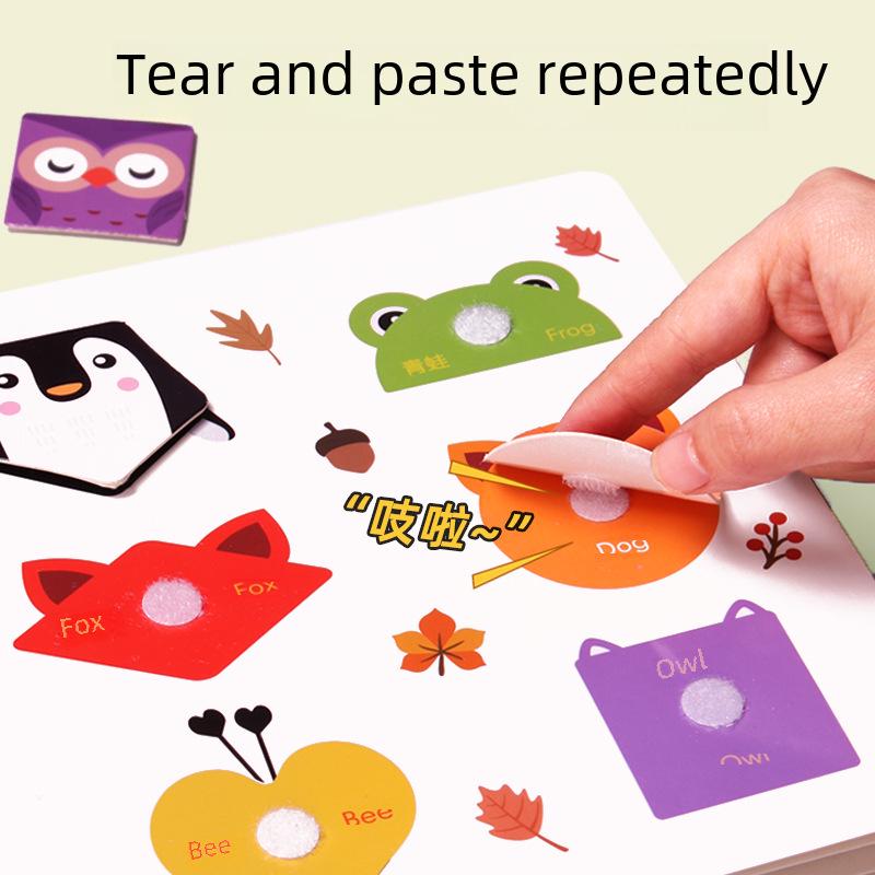 Cicha książeczka dla niemowląt: Karty na rzepy do ciągnięcia i przyklejania do wczesnej edukacji i przedszkola