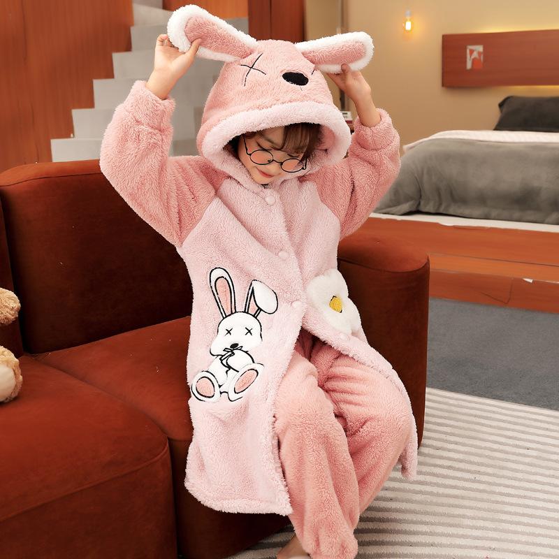 Kids Flannel Pajamas Set Boys Girls Warm Long Sleeve Top And Pants Sleepwear Winter Home Nightwear