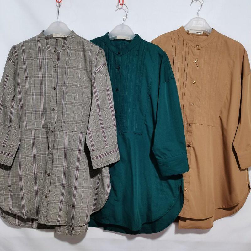 Export Japanese Tail Goods Stand-up Collar 3/4 Sleeve Back Slit Open Plus Size Shirt Women's Stylish Niche Style Lazy Spring