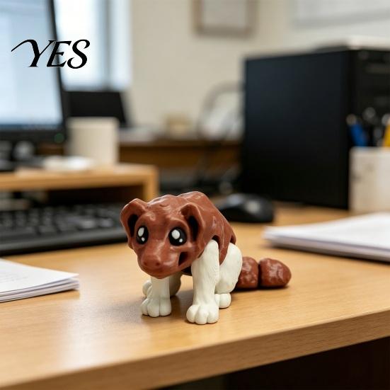 Desktop Decorative Sculpture Articulated Dog Figurine, 3D Printed Cute Puppy with Movable Joints, Decoration Colorful Desk Pet for Home Office, Stress
