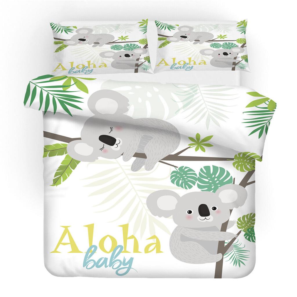 Koala Cartoon Single Double Queen King Bed Duvet Quilt Doona Cover Set Bedding