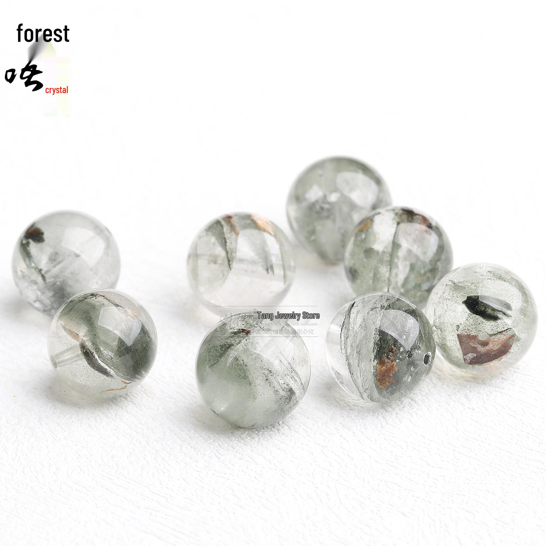 Forest Green Crystal Thousand-Layer Green Phantom Round Beads for DIY Jewelry 8mm per bead