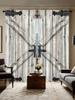 Country Style Barn Door Design Black Metal Decorative Curtain-Rod Pocket Blackout Curtain Panel for Home Decoration