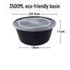 ZISIZ 3500ML Disposable Round Black Plastic Takeaway Soup Bowls with Lids