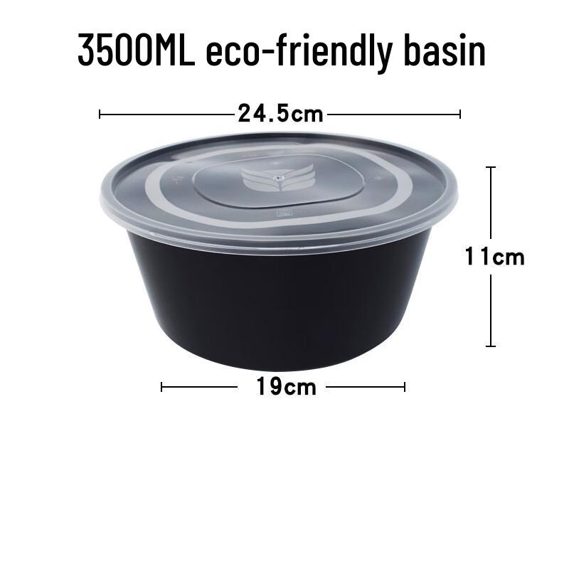 ZISIZ 3500ML Disposable Round Black Plastic Takeaway Soup Bowls with Lids