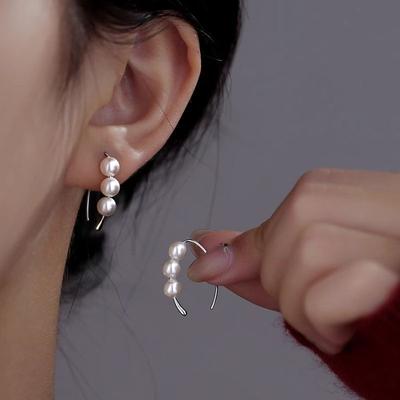 Geometry U-Shaped Small Imitation Pearl Earrings for Women Jewelry Accessories