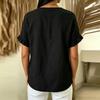 Women Loose Fit Short Sleeve Blouse Ruffle Trim Button Front Top Casual Lightweight Summer Shirt