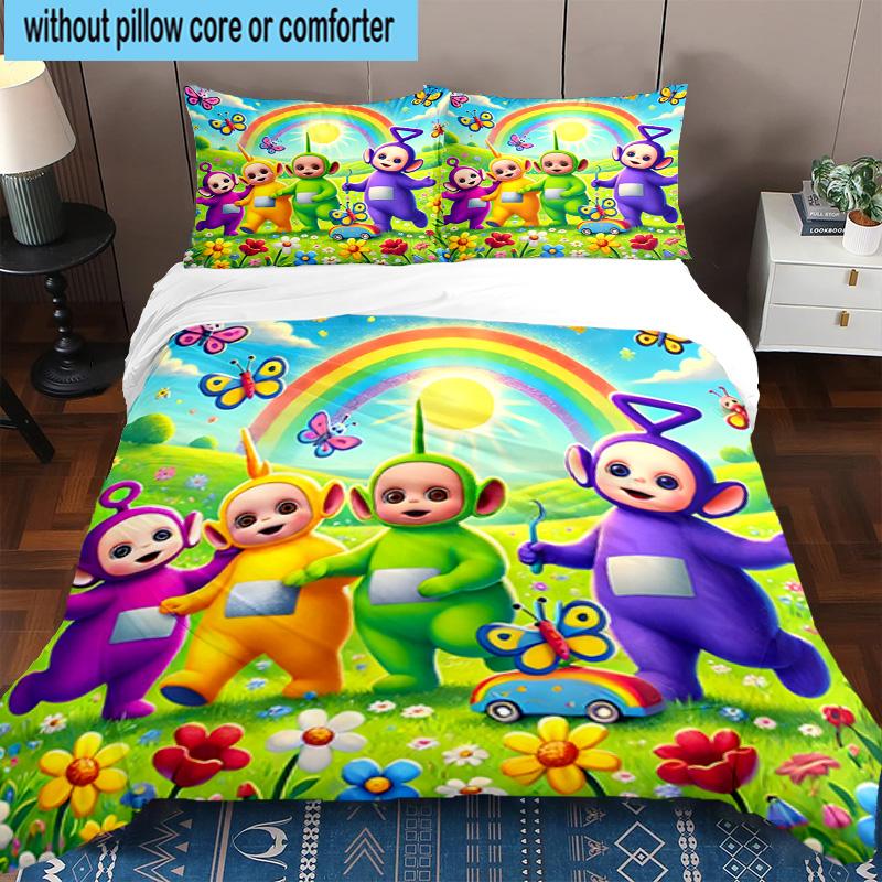3PCS Tele-tubbies Celebration 3pcs Bedding,Including 3PCS Duvet Cover And 2pcs Pillowcases Perfect for Christmas,Ideal for Bedroom, Dormitory