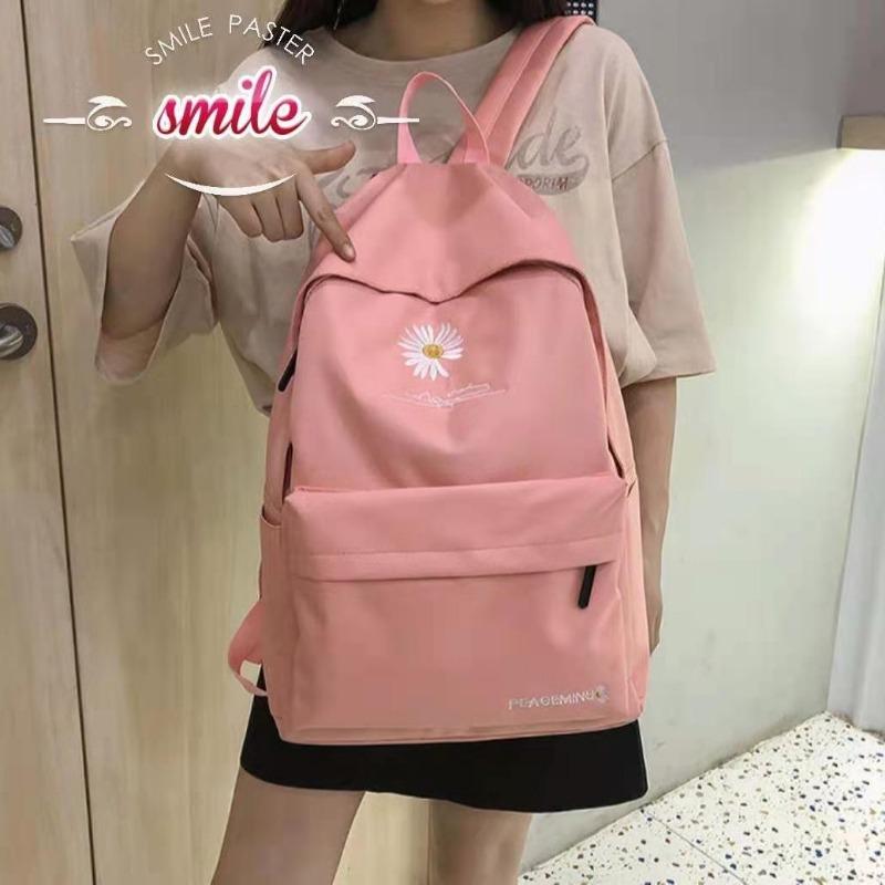 New Student Backpack Export Korean Style Daisy Print Backpack Large Capacity Travel Rucksack