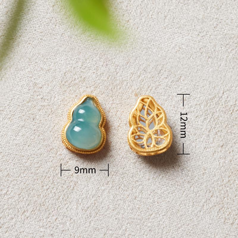 S925 Sterling Silver Blue Ice Jade Gourd Pendant Bracelet Components