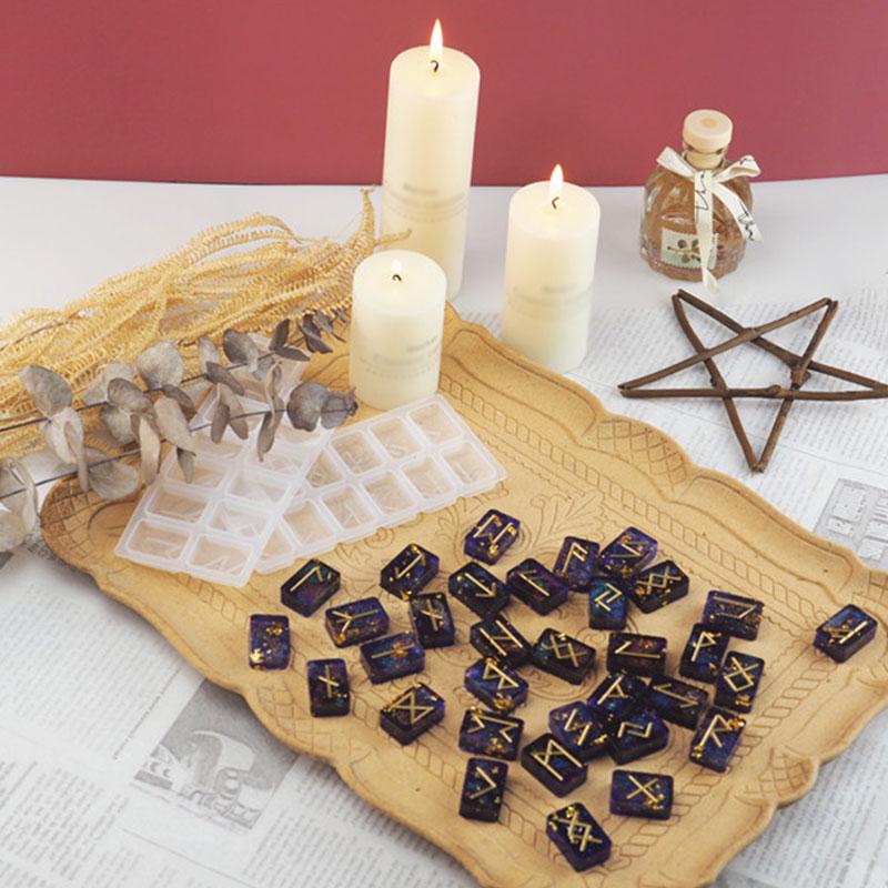 Keychain 6pcs TikooTik 6pcs Rune Divination Silicone Molds Dice Resin Molds Astrolabe Crystal Molds for Resin Divination Card Epoxy Casting Mould DIY Jewelry Pendant
