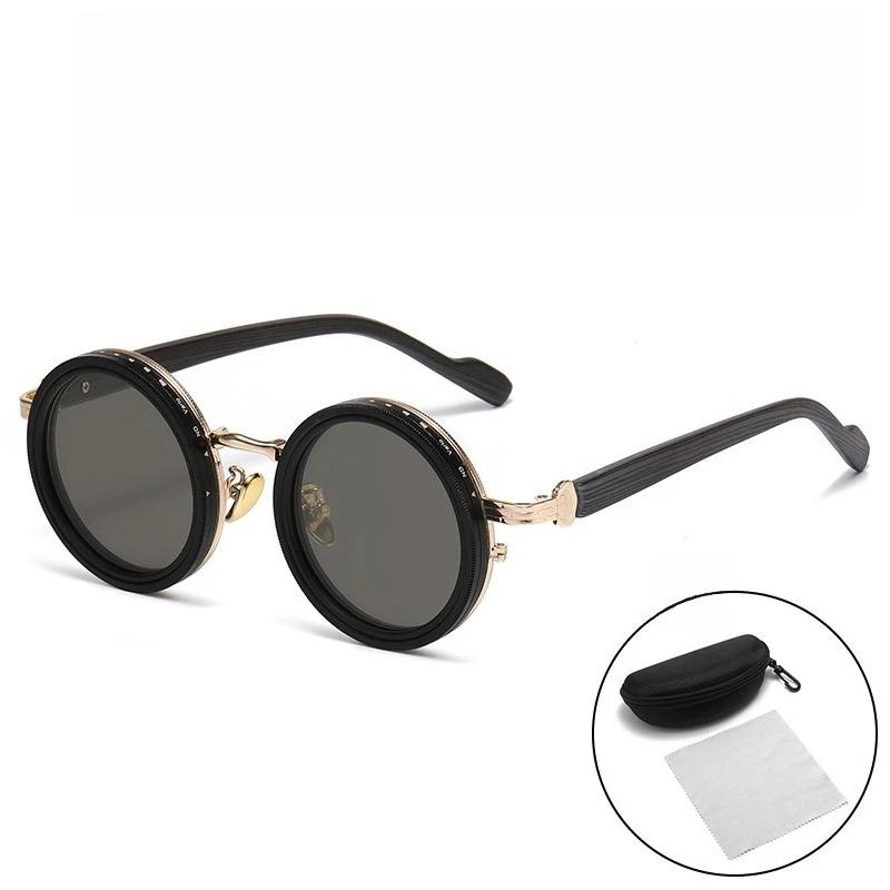 Level Rotatable Adjustable Men'S Sunglasses Retro Neutral Street Photography Wood Grain Legs Uv400 Polarized Glasses