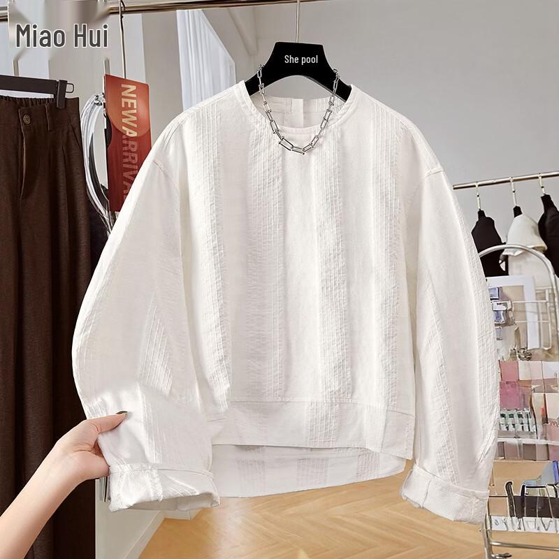 Women s Solid Color Textured Loose Fit Pullover Shirt XL