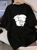 Minimalist Korean Printed Tshirt Cute Dog WoUnisexs Comfortable Home Clothes Round Neck Unisex Daily Wear
