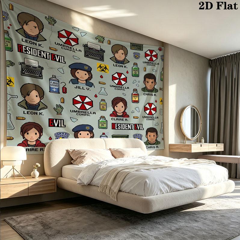 Resident Evil Wall Tapestry Aesthetic Wall Hanging Printed Fabric Blanket Decorative Tapestries For Bedroom Living Room Home Decor