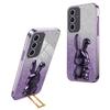 For Samsung Galaxy A55 5G Case Hidden Pull-out Kickstand Cartoon Rabbit Anti-fall Phone Cover