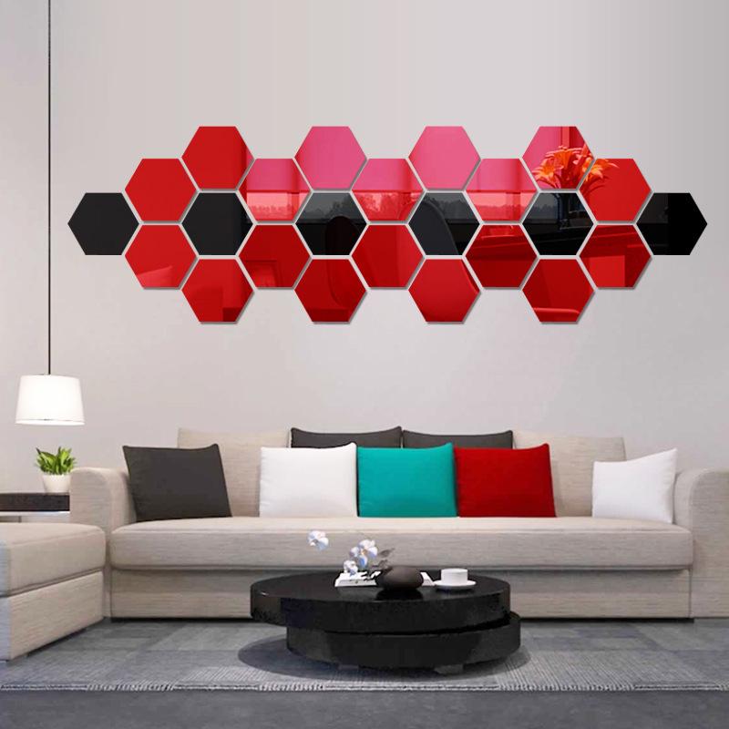 Adhesivo de Pared de Espejo Acrílico 3D Hexagonal - Decoración para Restaurante y Hogar