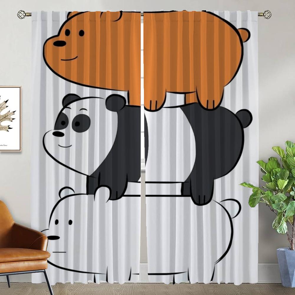 We Bare Bears Anti-mosquito Curtains for Living Room Partition Shades Blackout Curtain Halloween Decoration Tulle for Bedroom