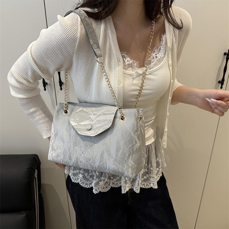 Summer Beautiful Solid Color Large Capacity Daily Practical Tote Bag Chain Single Shoulder Underarm Messenger Bag Casual Bag