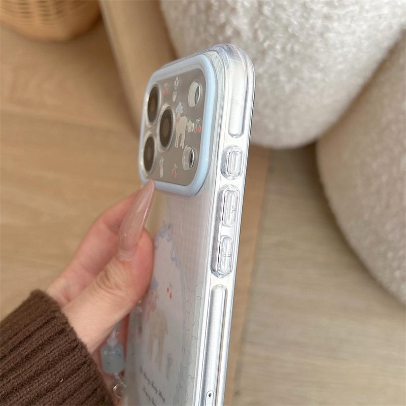 Korean Plaid Floral Little Sheep iPhone 17/16 Pro Max/15 Pro Case for Women