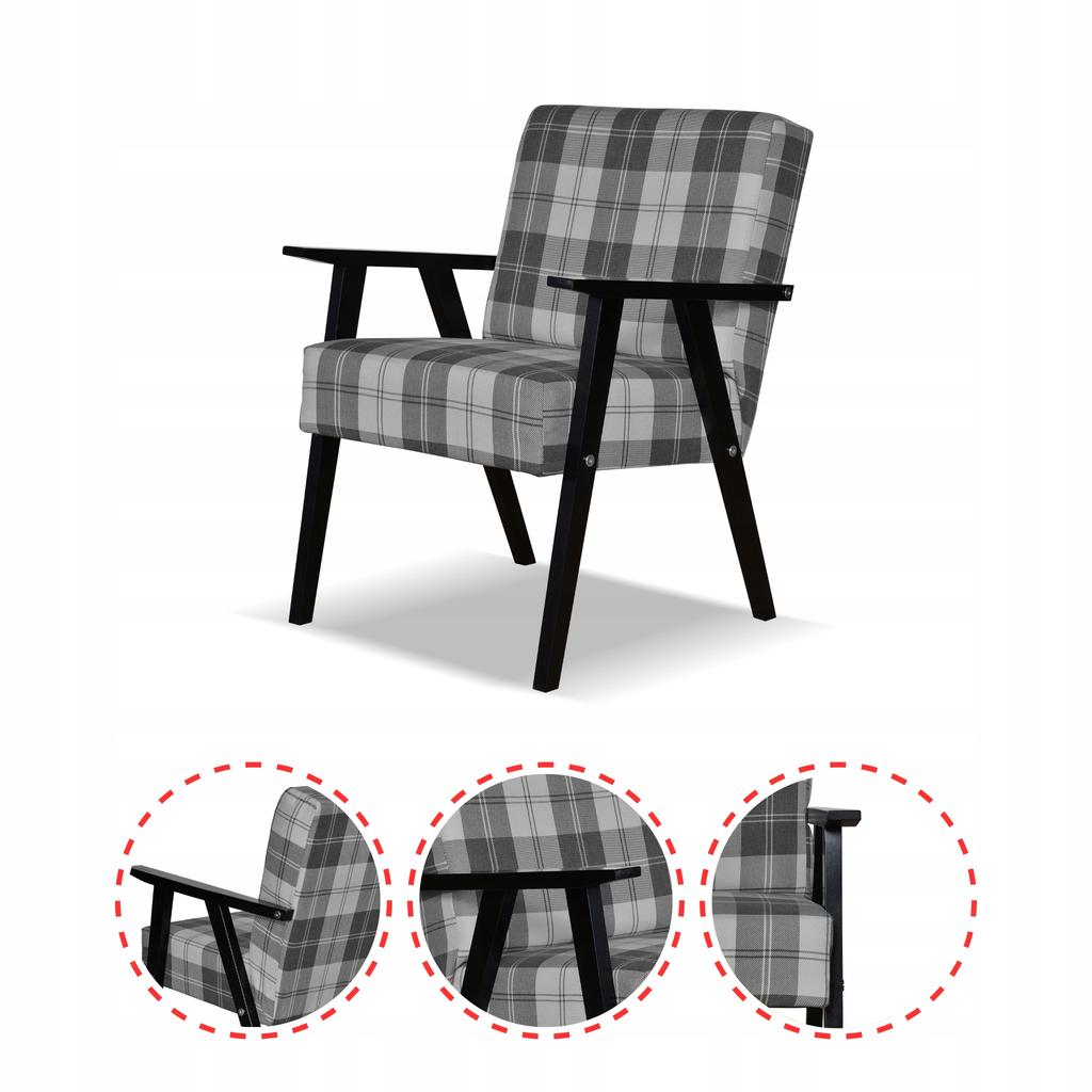 Fotel PRL zestaw retro vintage SOLER Family Meble krata szara