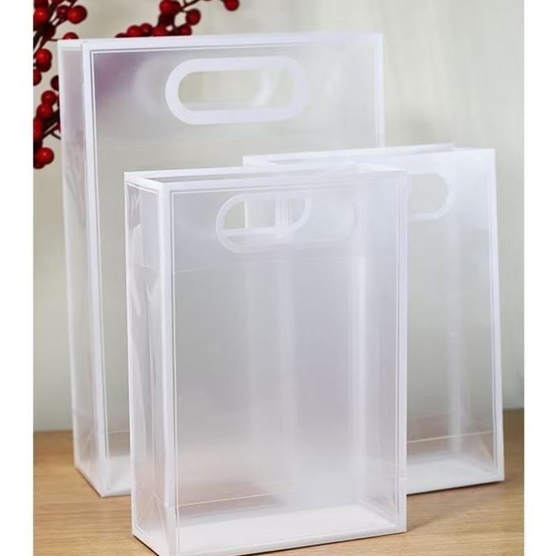 Colorful Border High Quality Transparent Frosted Handbag Simple and Stylish Valentine's Day Gift Packaging Bag Wedding Candy Companion Handgrip Bag