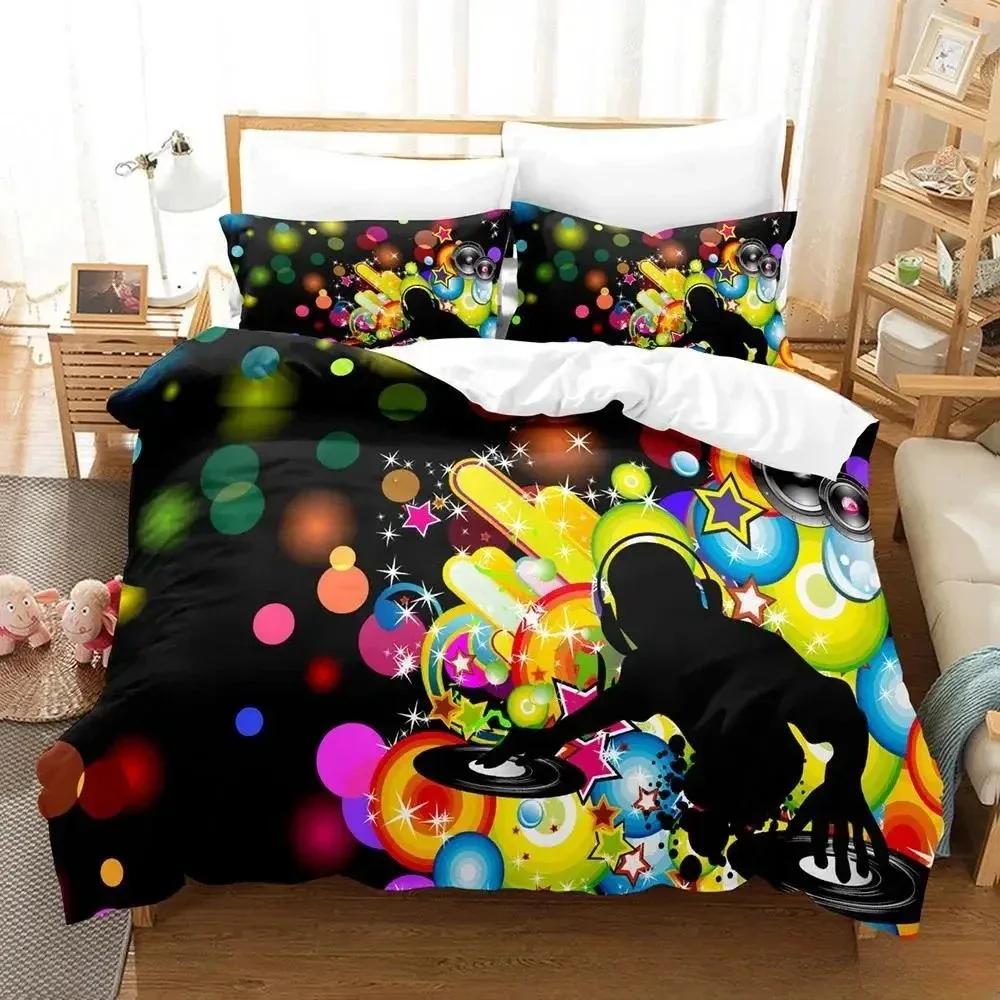 3D Music DJ Rock Comfortable Duvet Quilt Cover Pillowcase Bedding Set Children Bedroom Decoration Home Textile