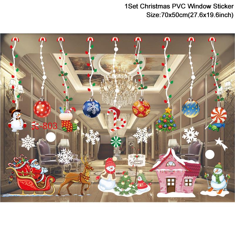 Christmas Window Stickers Santa Claus Snowflake DIY Wall Decal 2026 Christmas Decorations For Home New Year Ornaments Gift 2026