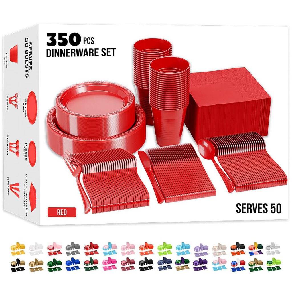 Disposable Solid Color Party Tableware Set - Plates and Cups for Birthday Celebrations