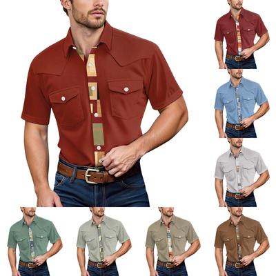Men'S Fashionable Lapel And Shoulder Length Short Sleeved Casual Top