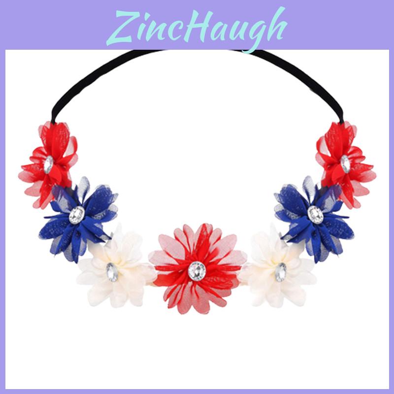 Red White Blue Crystal Flower Crown Headband For Queens Jubilee Costume