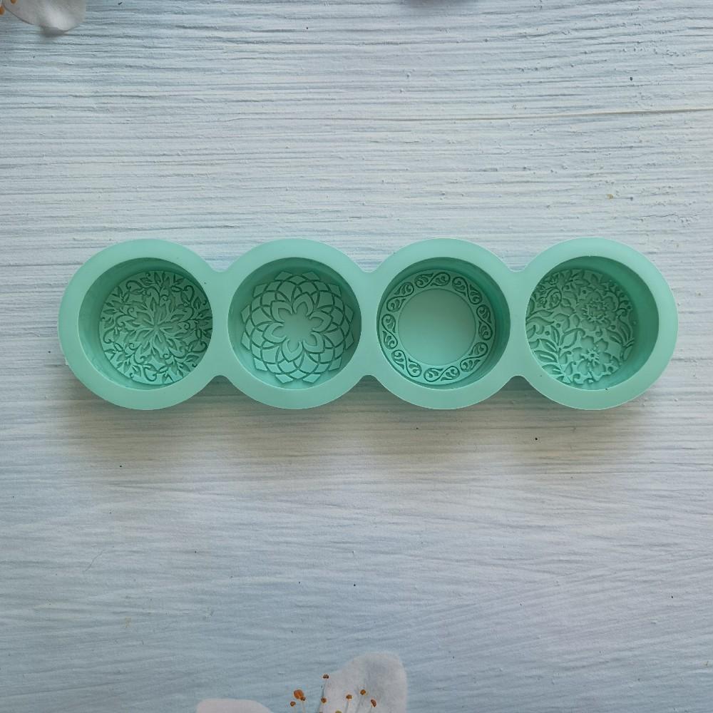 

1 шт., силиконовые формы для мыла ручной работы, 4 узора, инструменты для изготовления батончиков, ручная работа, сделай сам, круглое мыло, смола, ремесло LXY циан