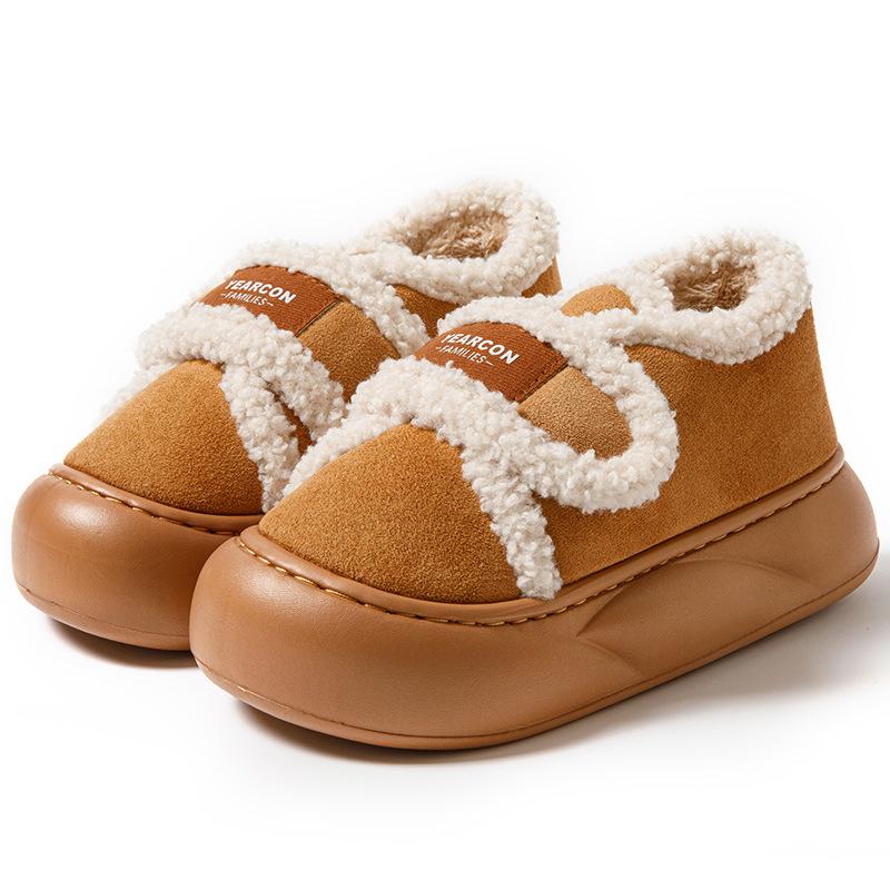 Women's 2025 Indoor/Outdoor Plush Winter Slippers: Thick-Soled, Warm Cotton, Closed-Heel.