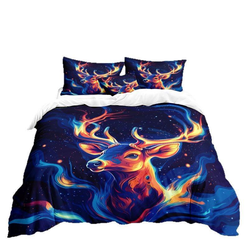 Elk Series 3D Digital Printing Three-Piece Bedding Kit Bed Sheet Quilt Cover