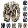 Men's Business Casual with Lapel Long Sleeve Halloween Print for Fall Winter (Tie and Pocket Square Not Included)