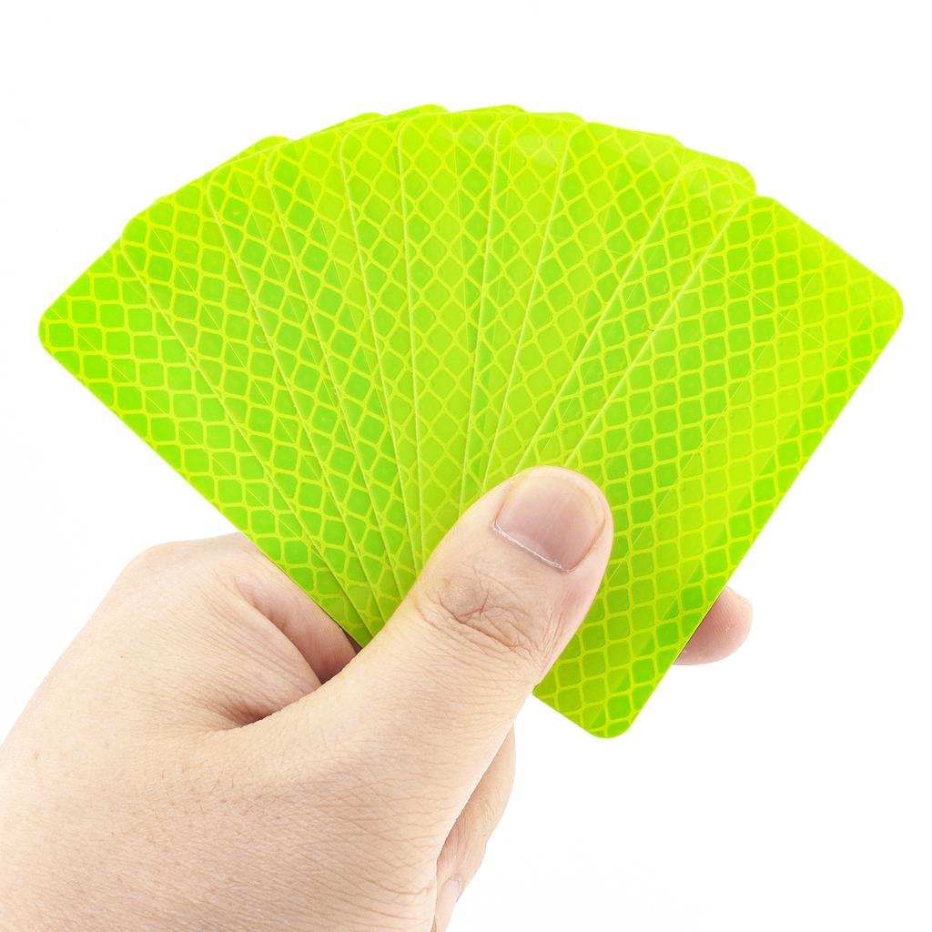 10 ultra bright reflective safety stickers, fluorescent yellow green, suitable for cars, trucks, bicycles, and motorcycles