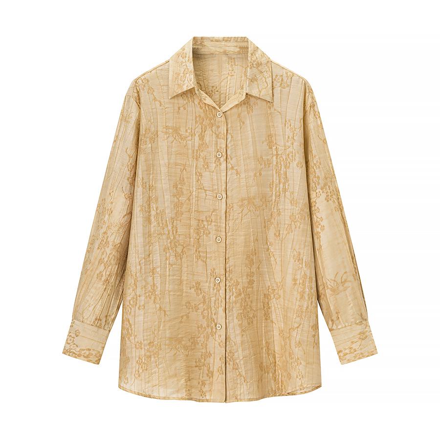 Europäisches & Amerikanisches Damen Jacquard Lockeres Hemd und Lässige Hose Zweiteiliges Set