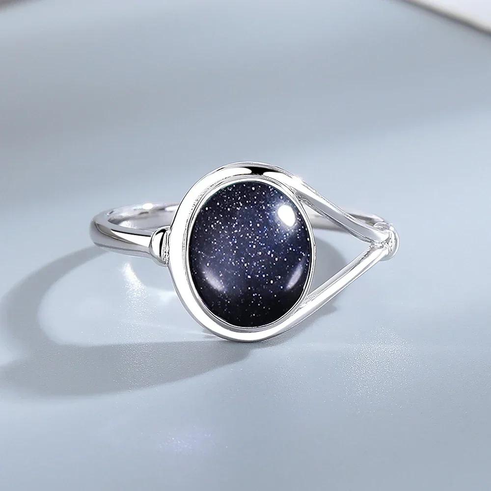 Sterling Silver Ring With Natural 10*14mm Moonstone Rings Oval Large Stone Vintage Fine Jewelry for Women Men