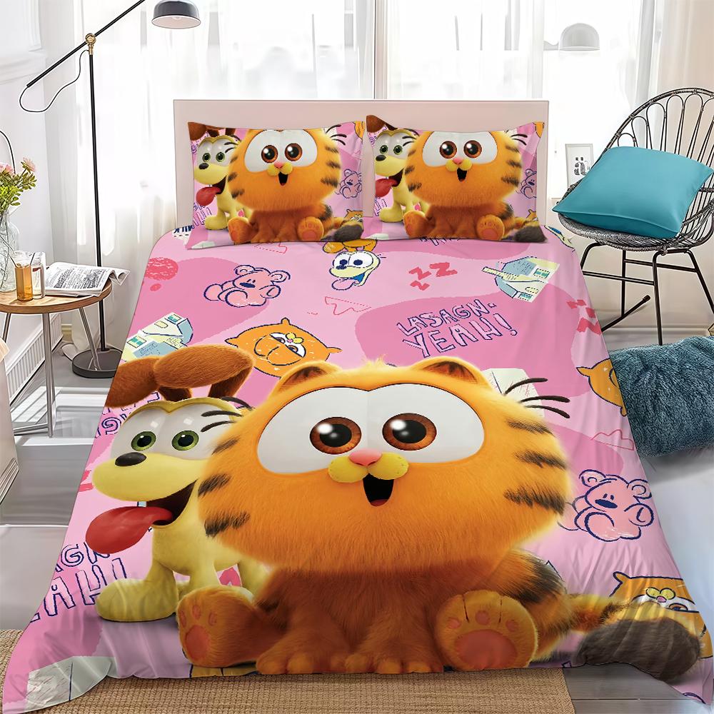 Cartoon The G-Garfield Movie Cute Duvet Cover Set Home Style Bedding Soft Laundry Cotton Bed 3 Piece Set Student Dormitory Gift