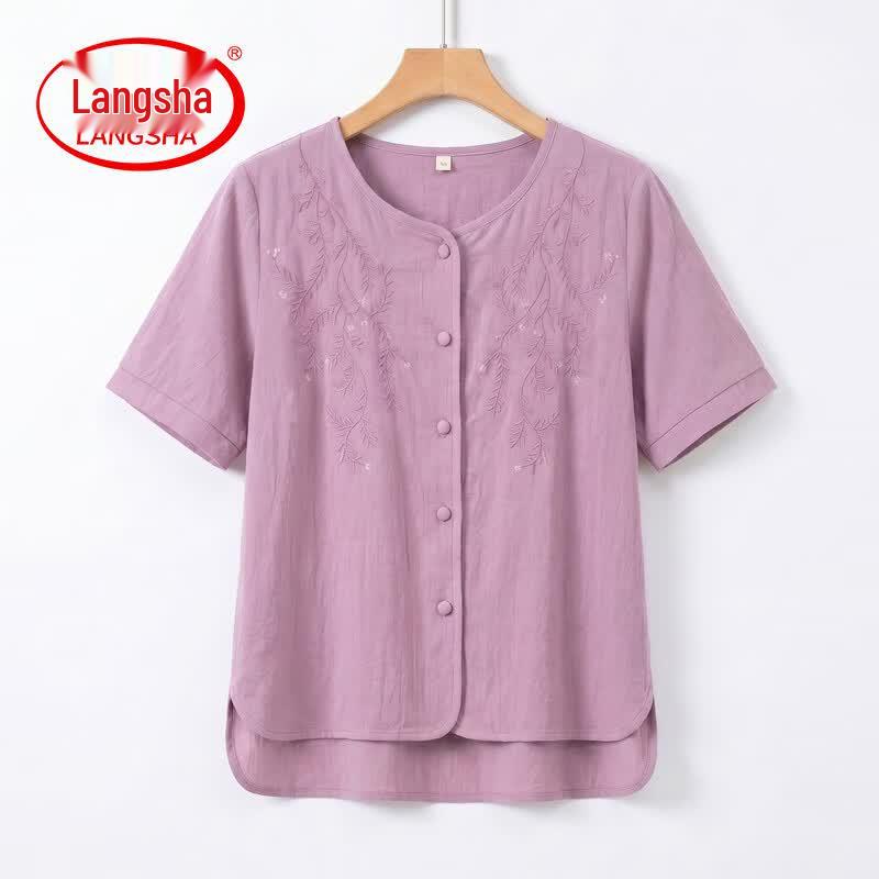 Women s Summer Embroidered Loose-Fit T-Shirt 4XL