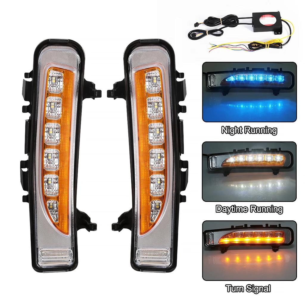 Car LED Daytime Running Light DRL For Ford Edge 2009 2010 2011 2012 2013 2014 Dynamic Turn Signal White Yellow Blue Fog Lamp 12V