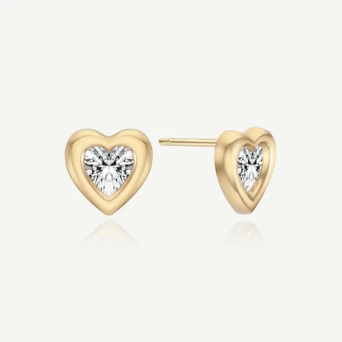 14k Mini heart stud earrings