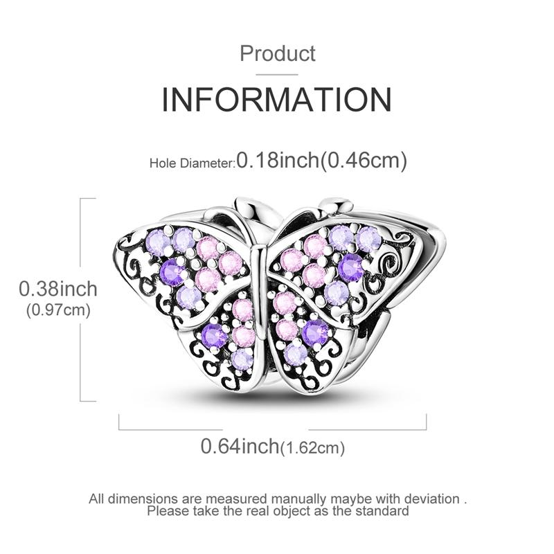 Charm Genuine Copper Tulip Butterfly Chameleon Pendant Piece Bead Elements Suitable For Authentic Bracelet Style For Women Jewelry Creation Present