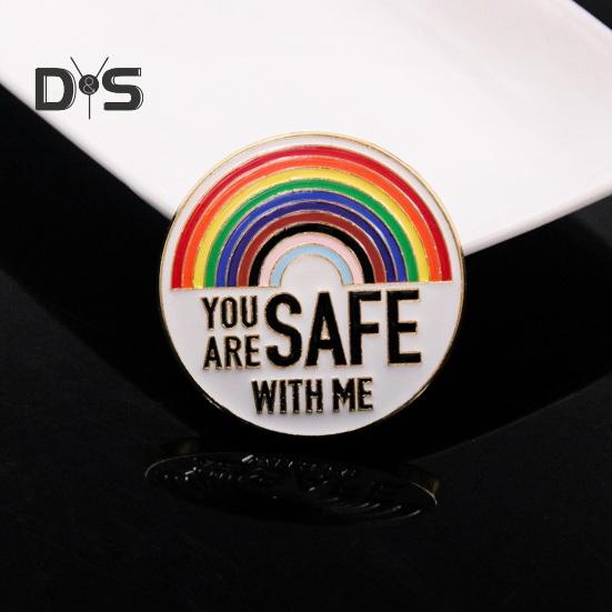 You Are Safe with Me-Anstecknadeln, Regenbogen-Emaille-Anstecknadeln mit inspirierendem Zitat, Farbblock-Brosche für Kleidung, Taschen, Rucksäcke, Jacken, Hüte